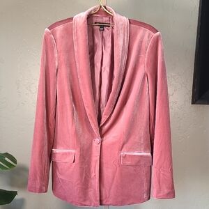 INC International Concepts Pink Velvet Blazer Shawl Collar Size Medium